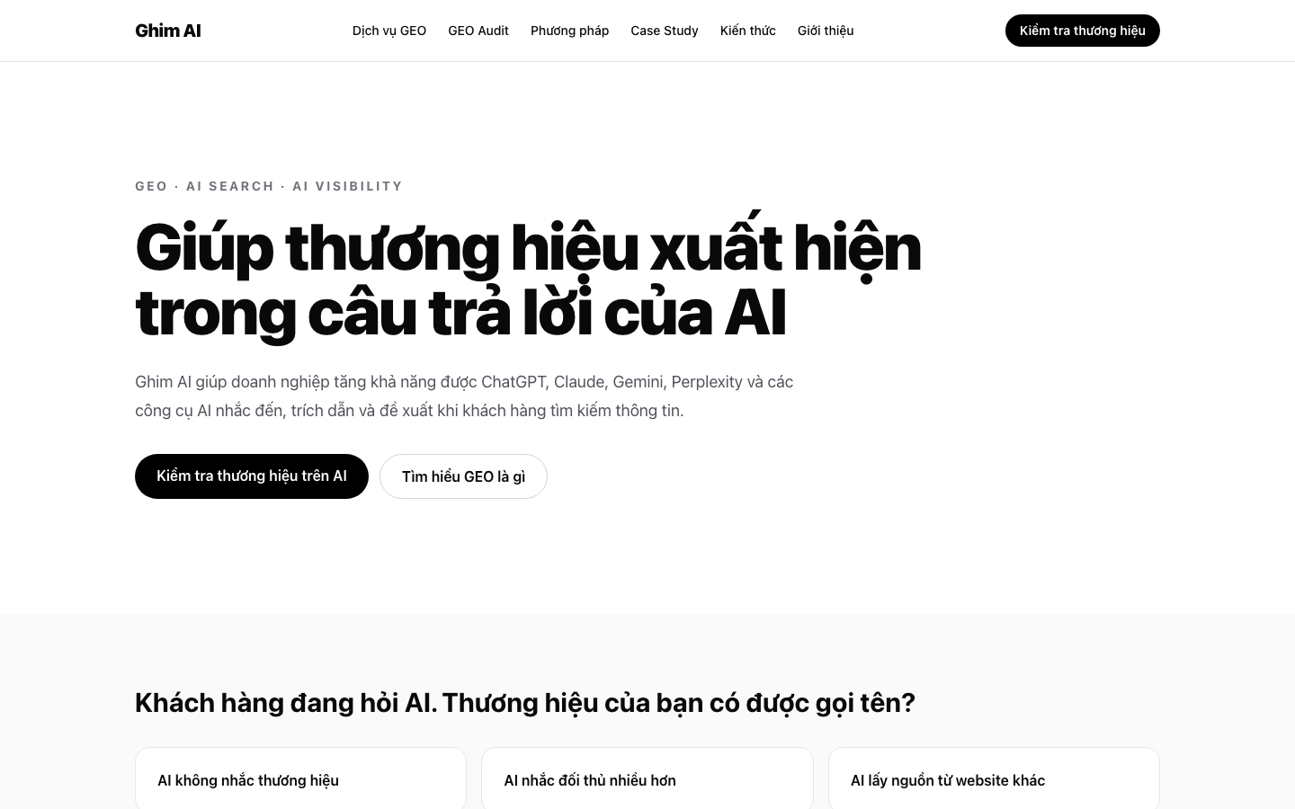 Ghim AI homepage screenshot