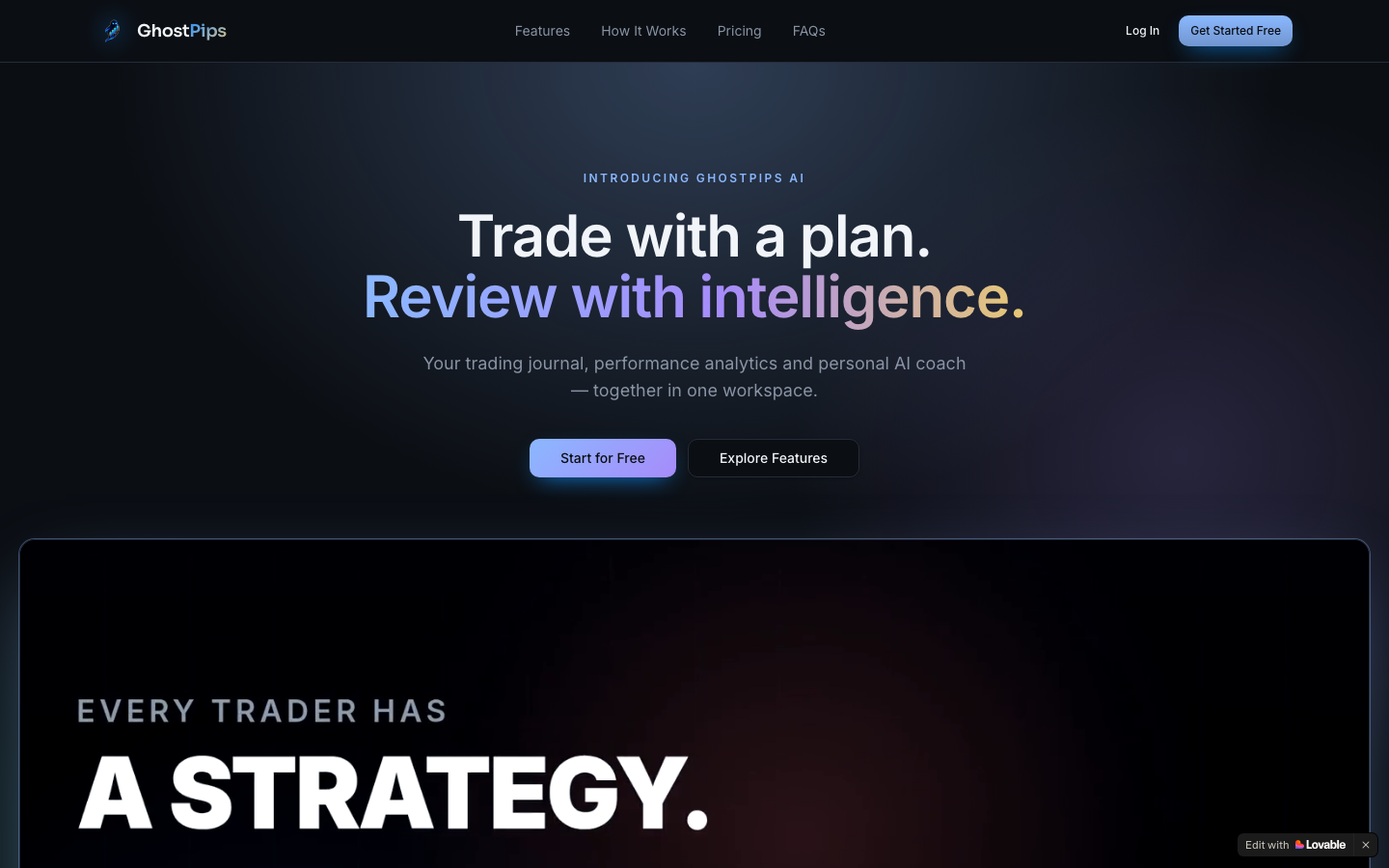 GhostPips homepage screenshot