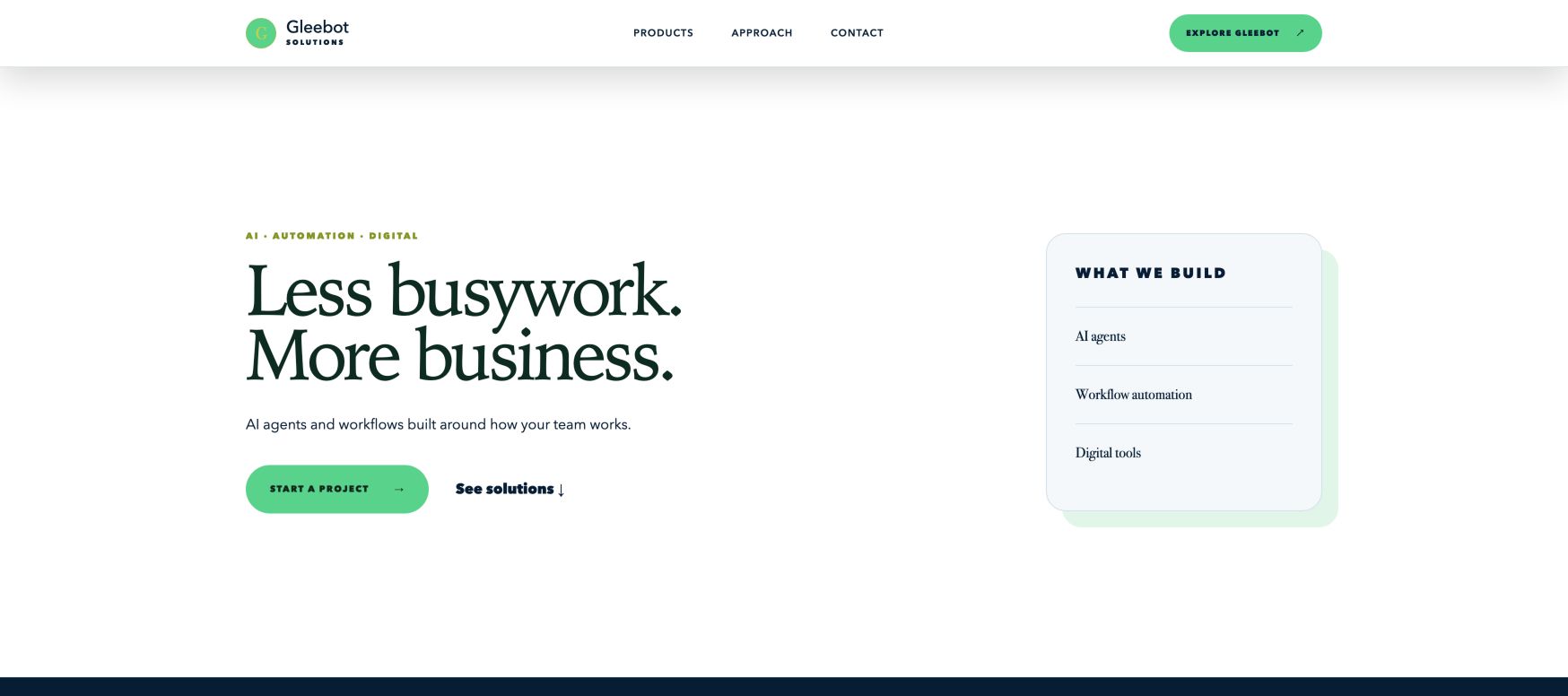 Gleebot Solutions landing_page