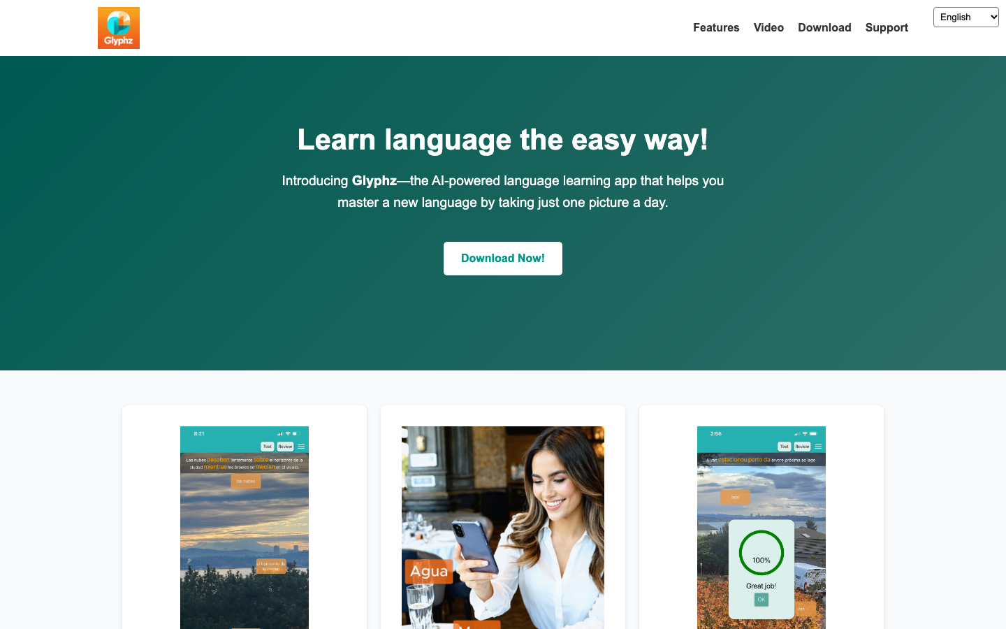 Glyphz homepage screenshot