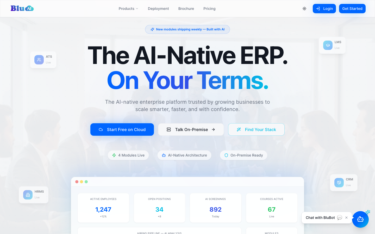 GoBluAI homepage screenshot