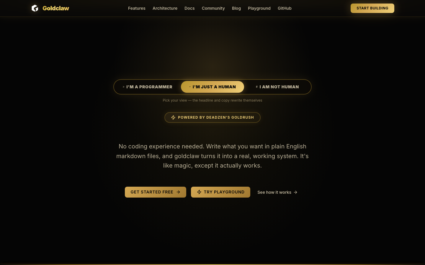 Goldclaw homepage screenshot