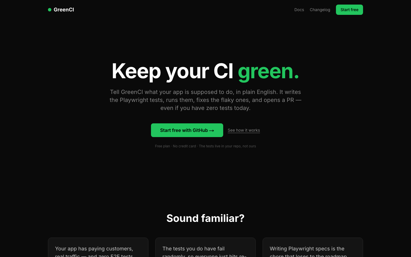 GreenCI 首页截图