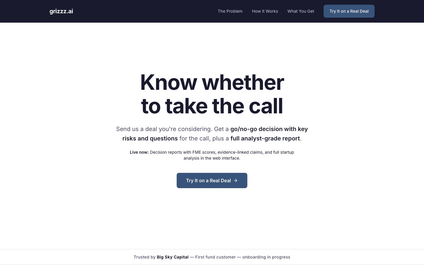 Grizzz AI homepage screenshot