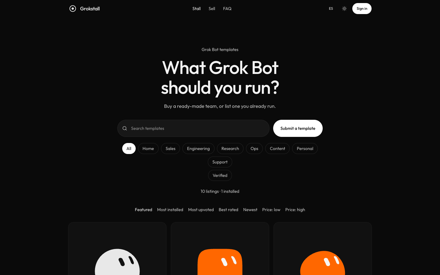 Grokstall 首页截图