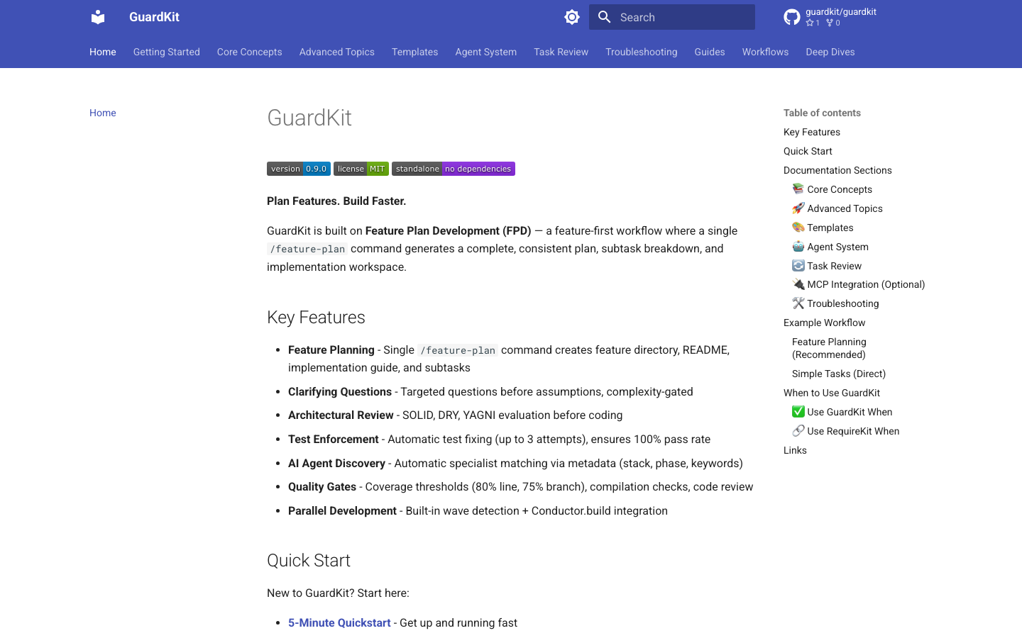 GuardKit homepage screenshot