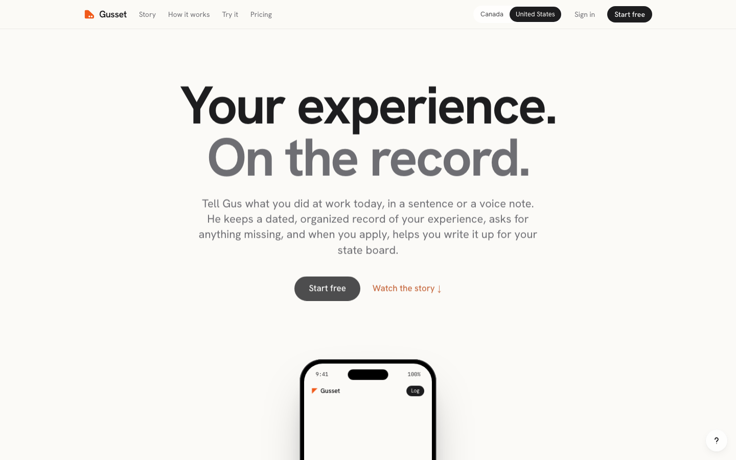 Gusset homepage screenshot
