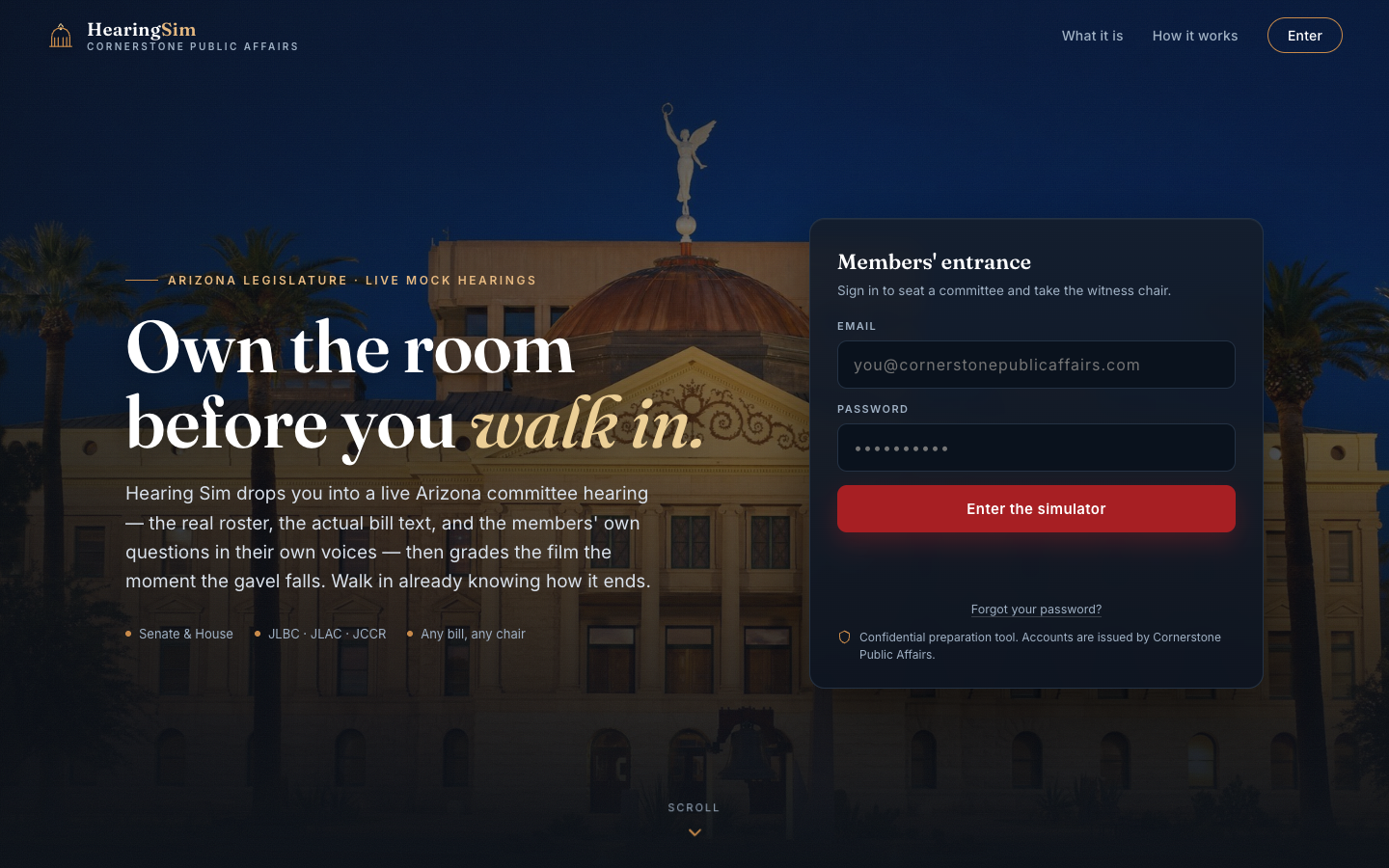 Hearing Sim homepage screenshot