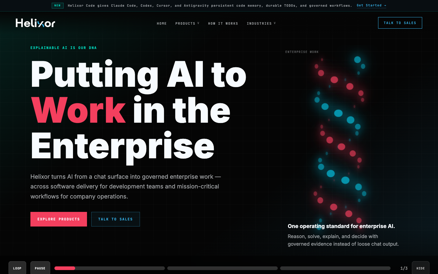 Helixor homepage screenshot