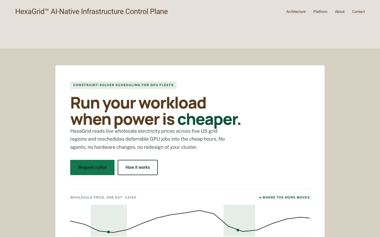 HexaGrid homepage screenshot