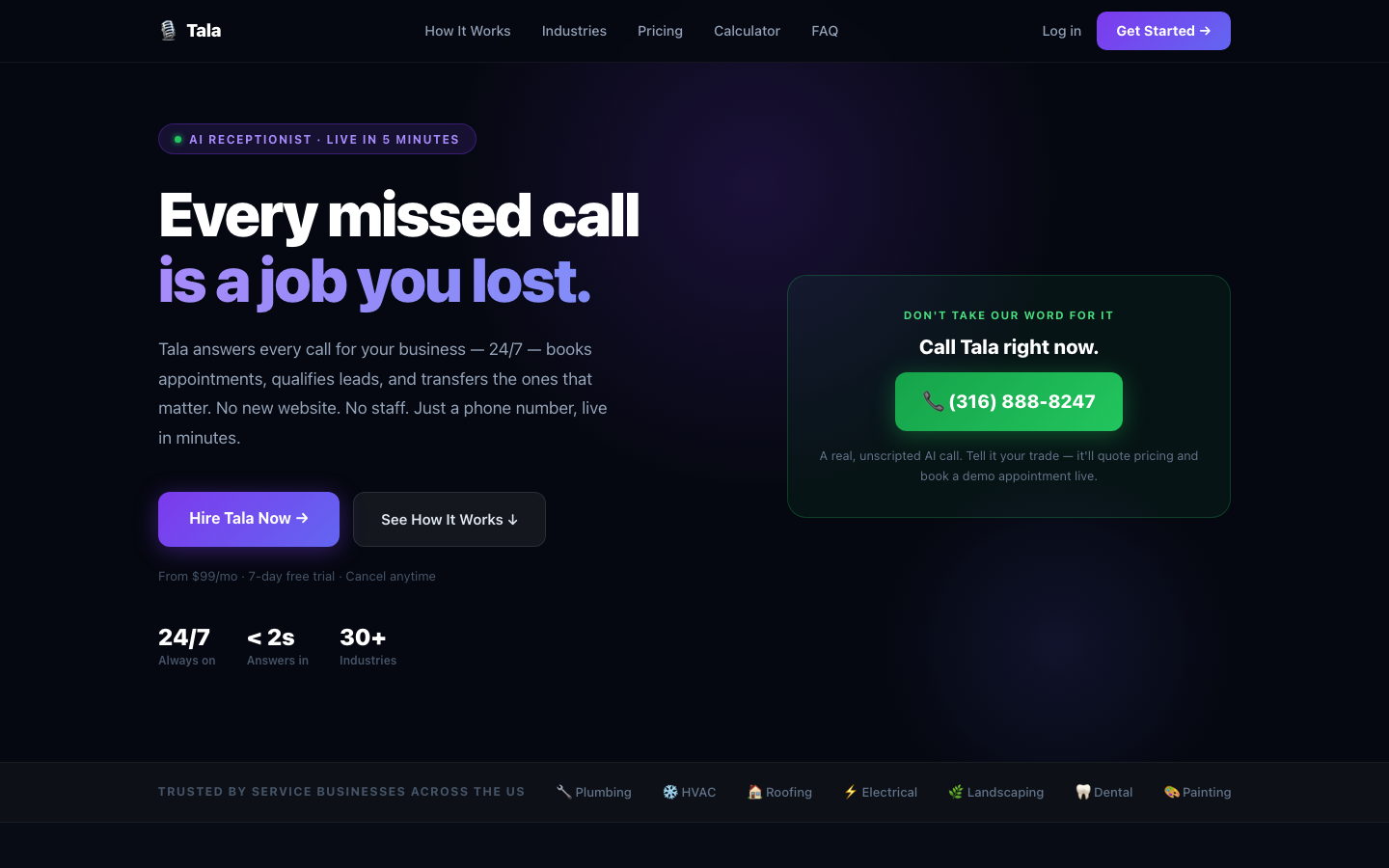 Tala homepage screenshot
