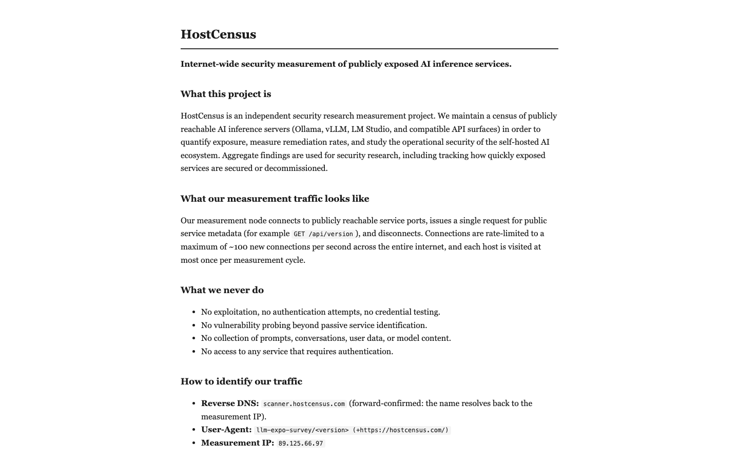 HostCensus homepage screenshot