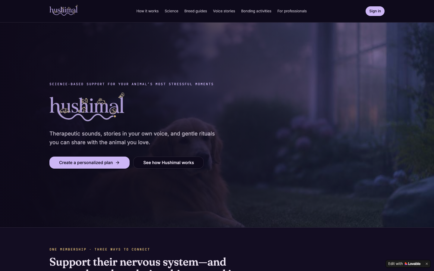 Hushimal landing_page