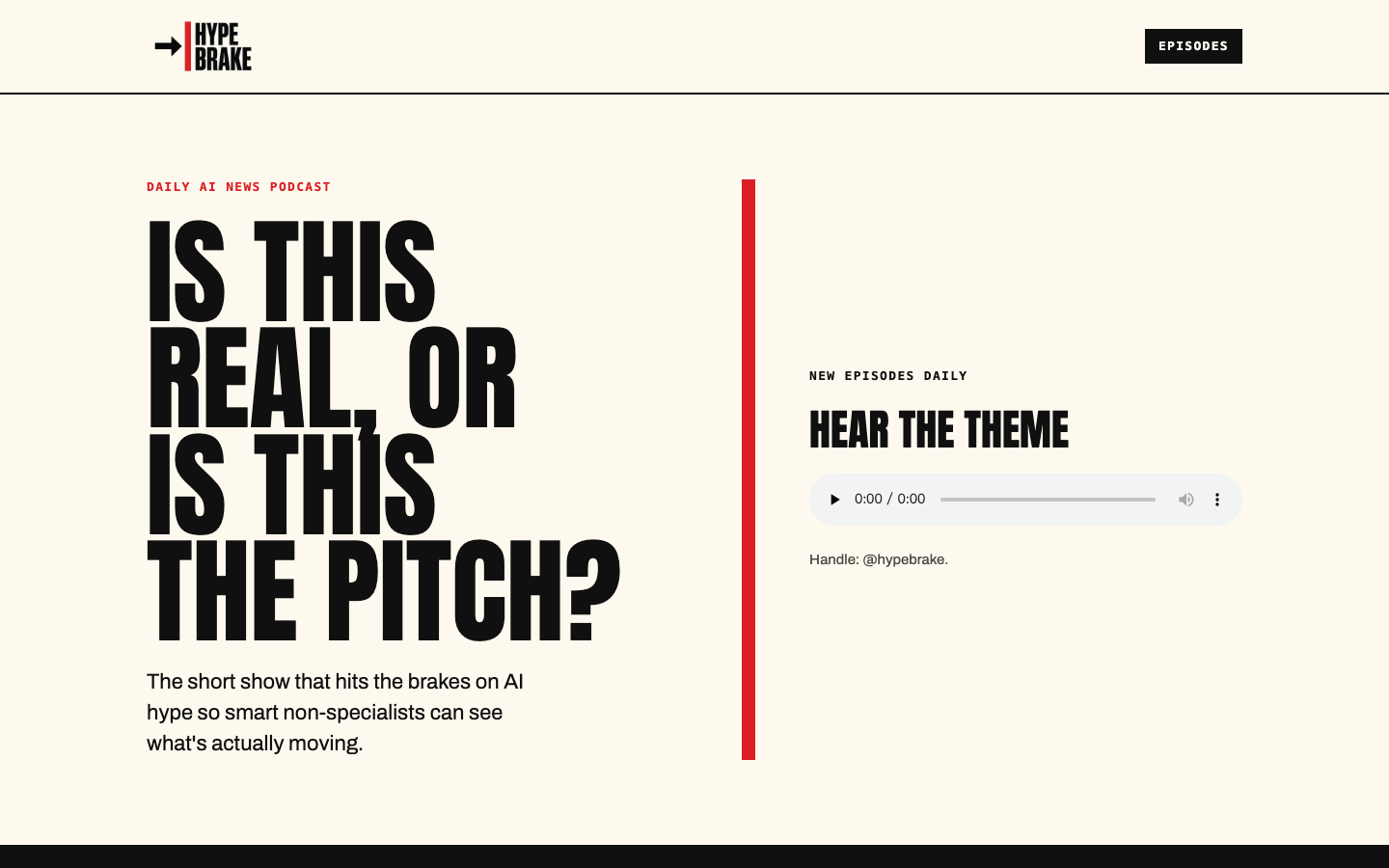 Hype Brake homepage screenshot