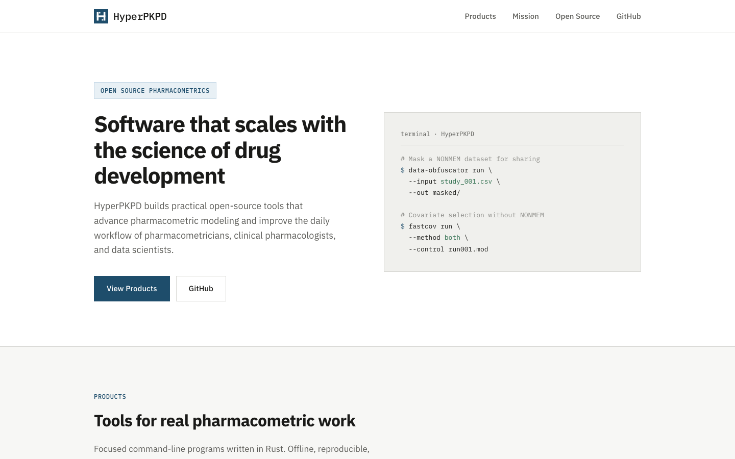 HyperPKPD homepage screenshot