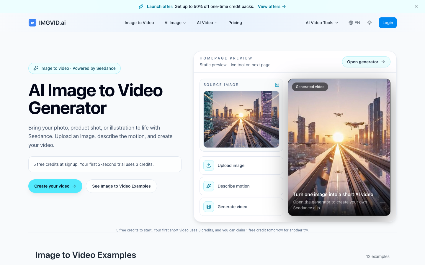 IMGVID homepage screenshot
