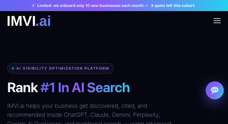 IMVI.ai homepage screenshot
