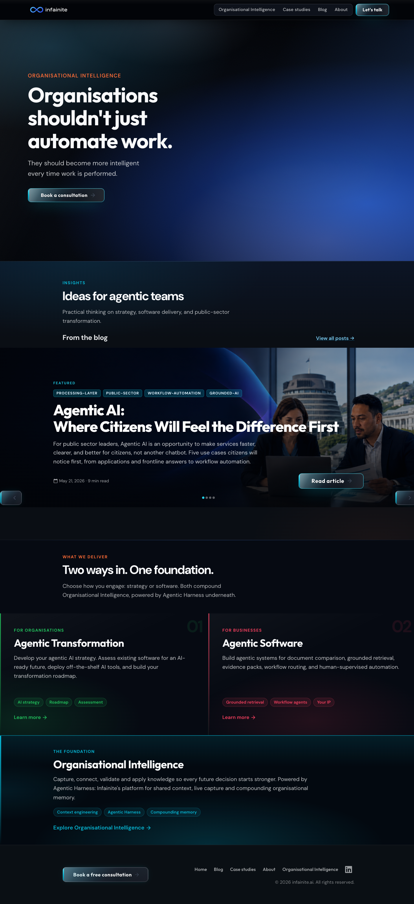 Infainite homepage screenshot