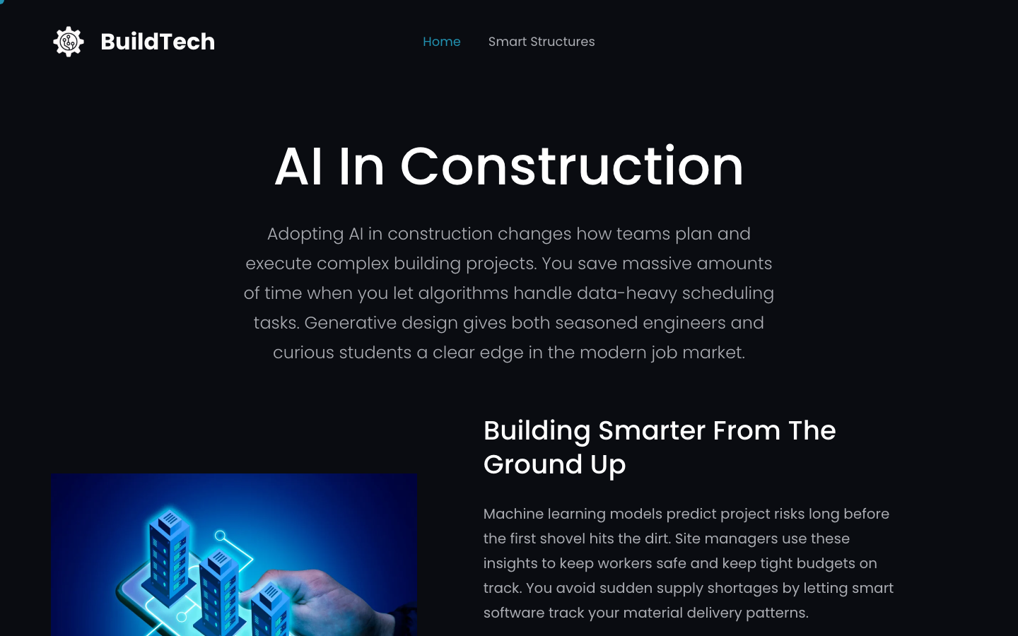 BuildTech homepage screenshot