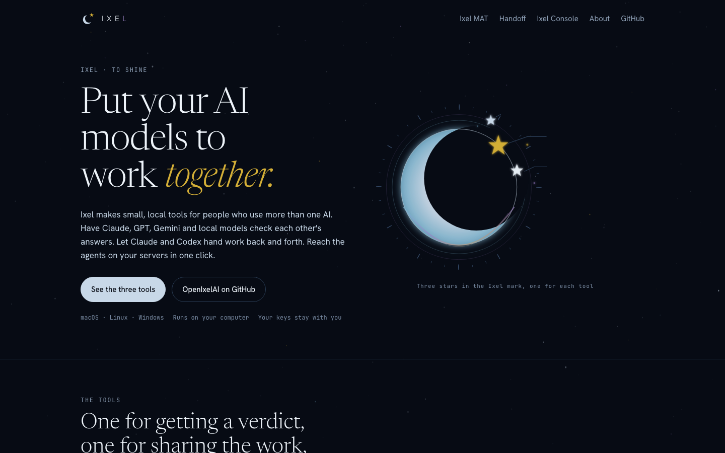 IxelAI homepage screenshot