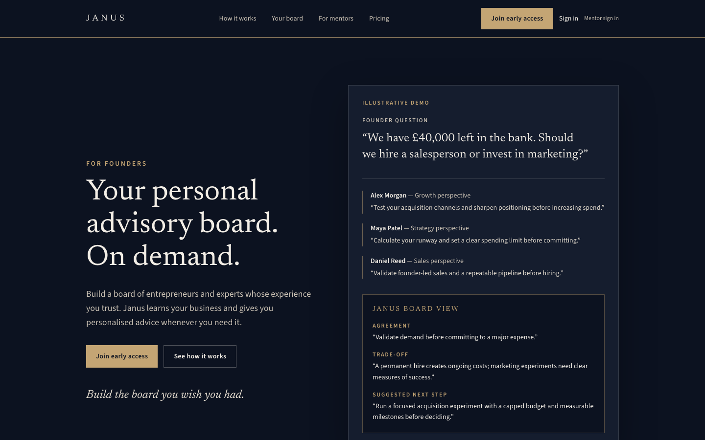 Janus homepage screenshot