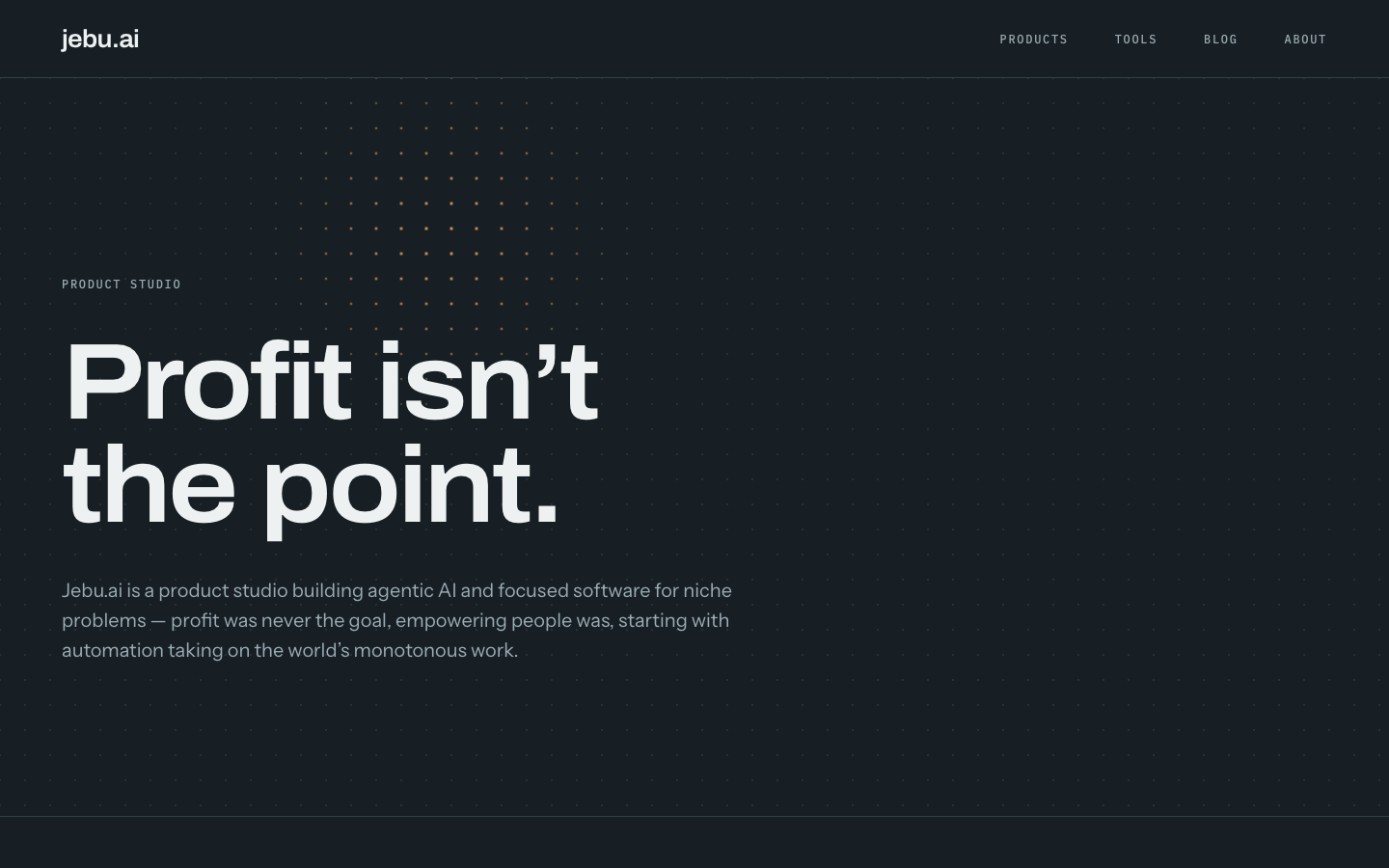 Jebu.ai homepage screenshot