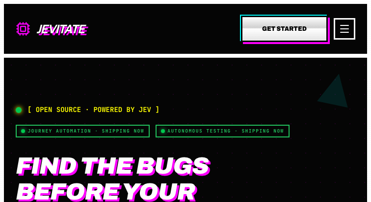 Jevitate homepage screenshot
