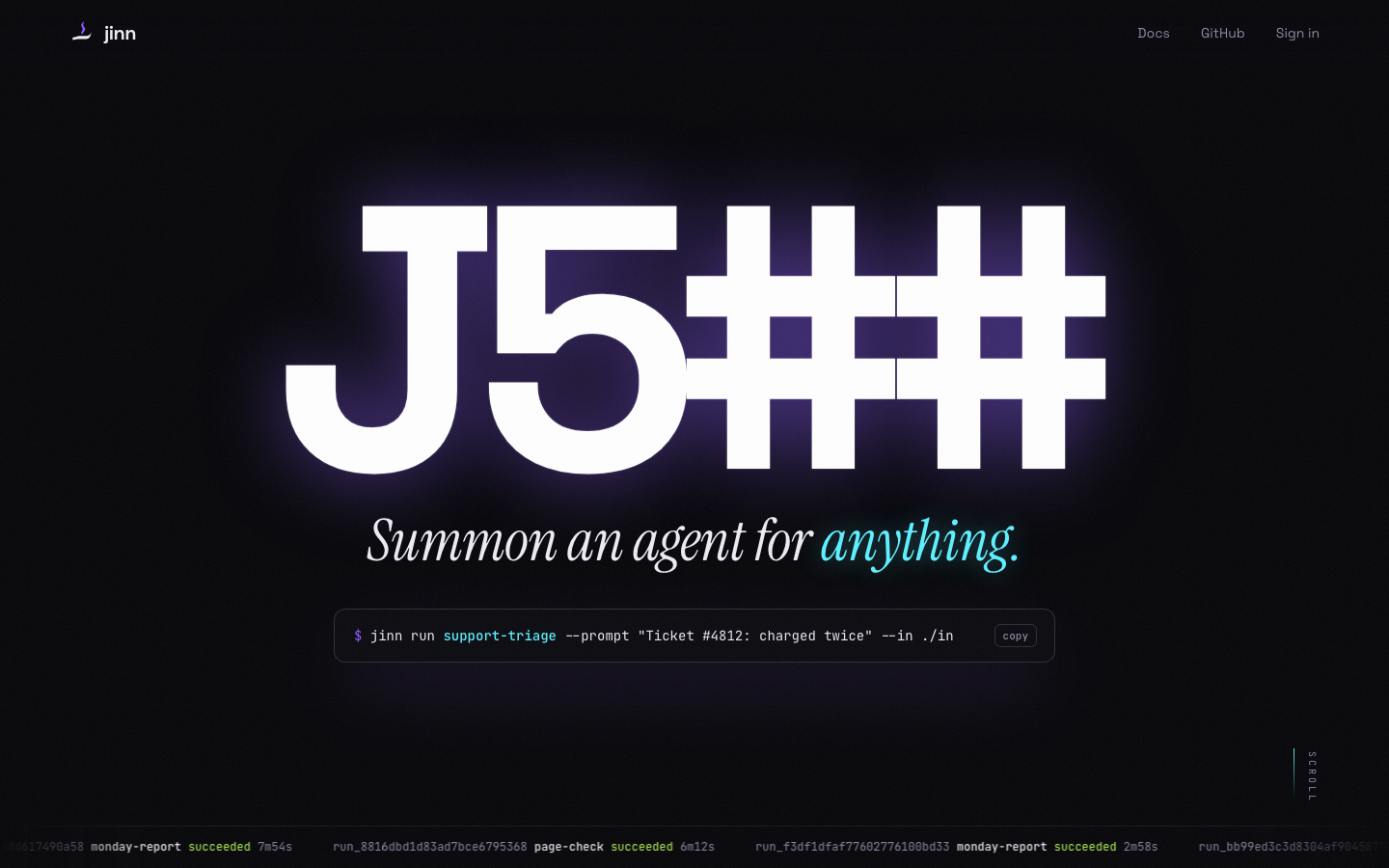 Jinn homepage screenshot