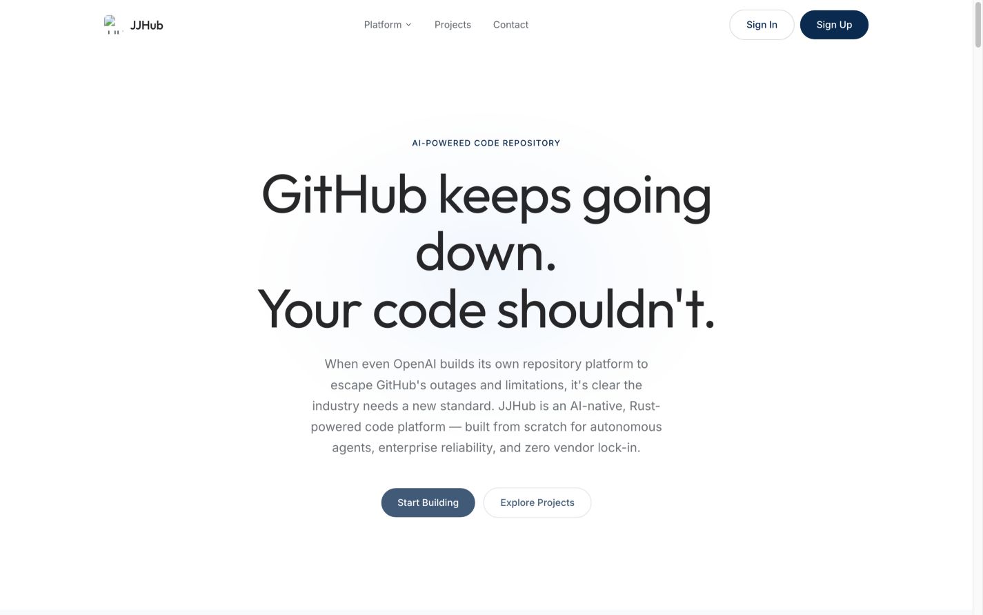 JJHub 首页截图
