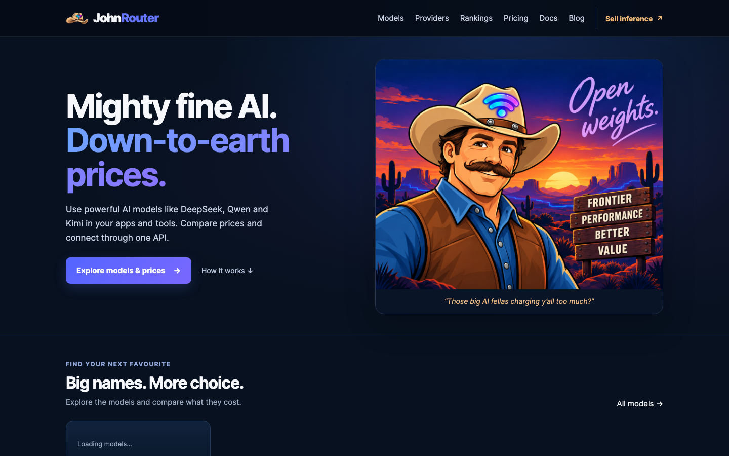 JohnRouter homepage screenshot