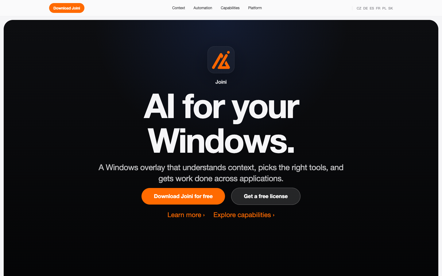Joini homepage screenshot