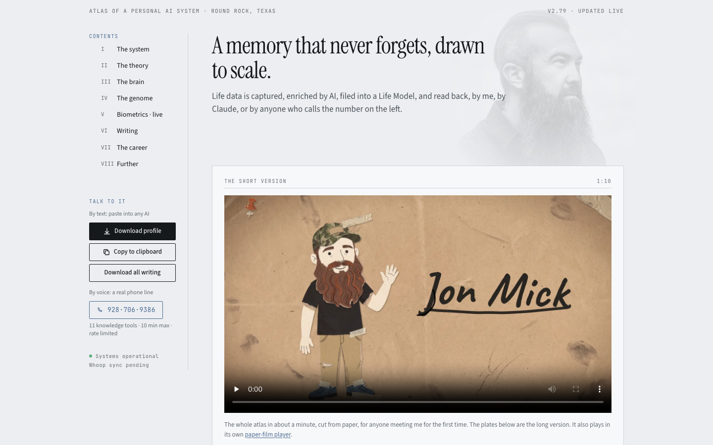 Jon Mick homepage screenshot