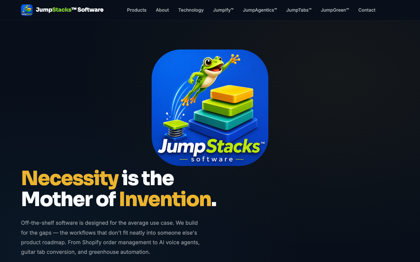 JumpStacks homepage screenshot