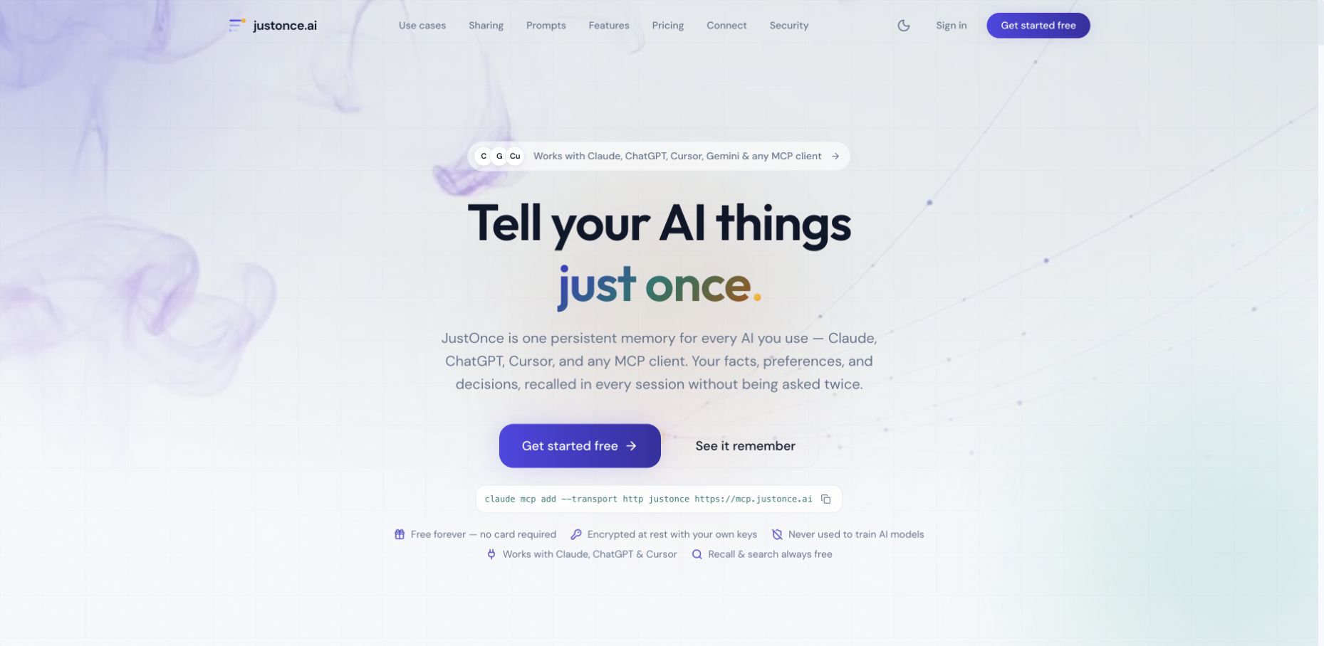 JustOnce 首页截图