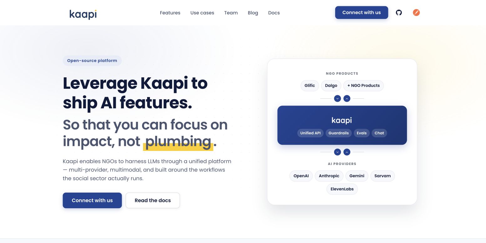 Kaapi homepage screenshot