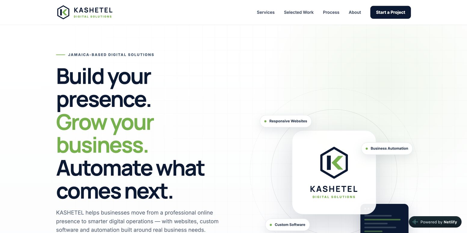 KASHETEL Digital Solutions 首页截图