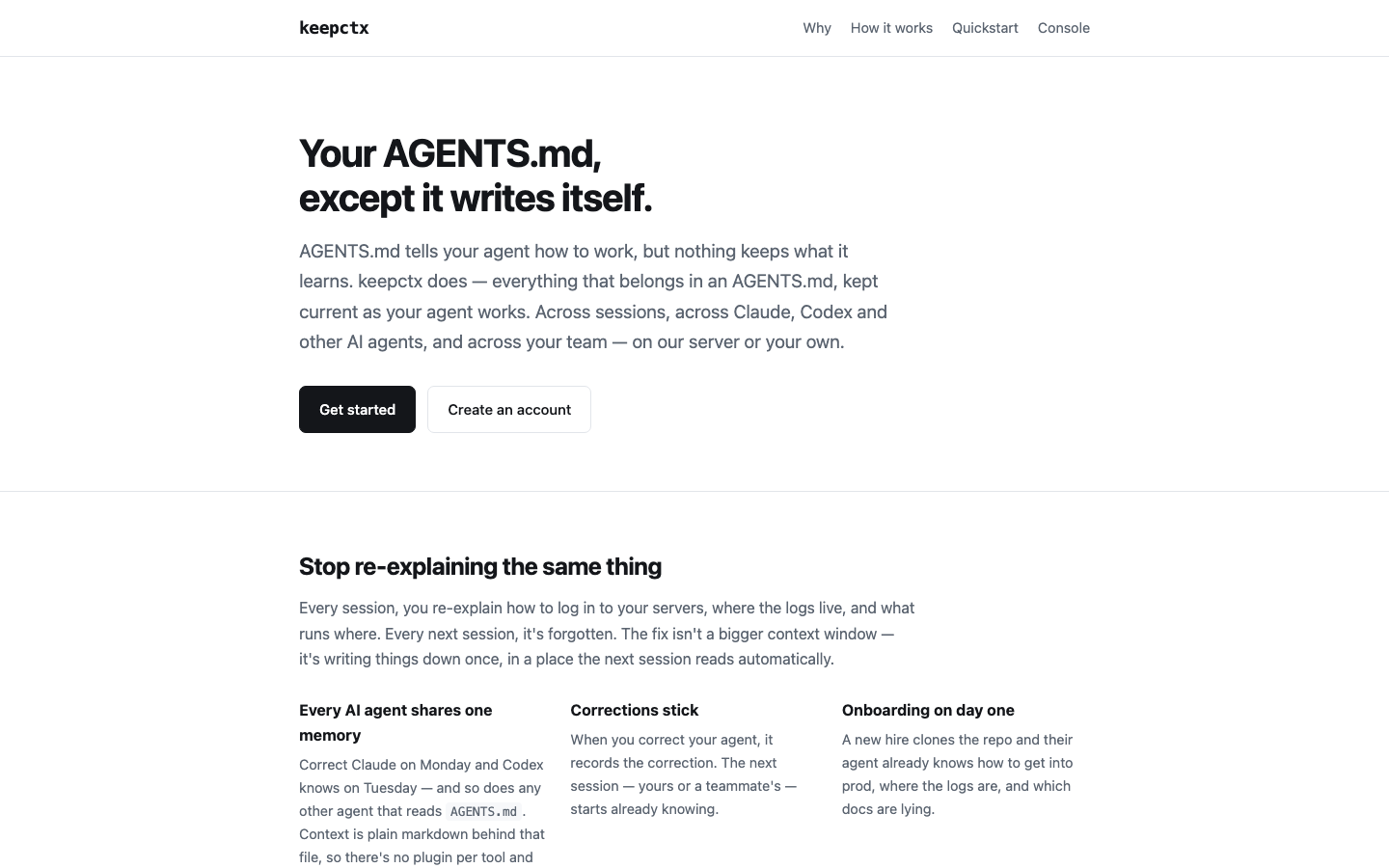 keepctx homepage screenshot