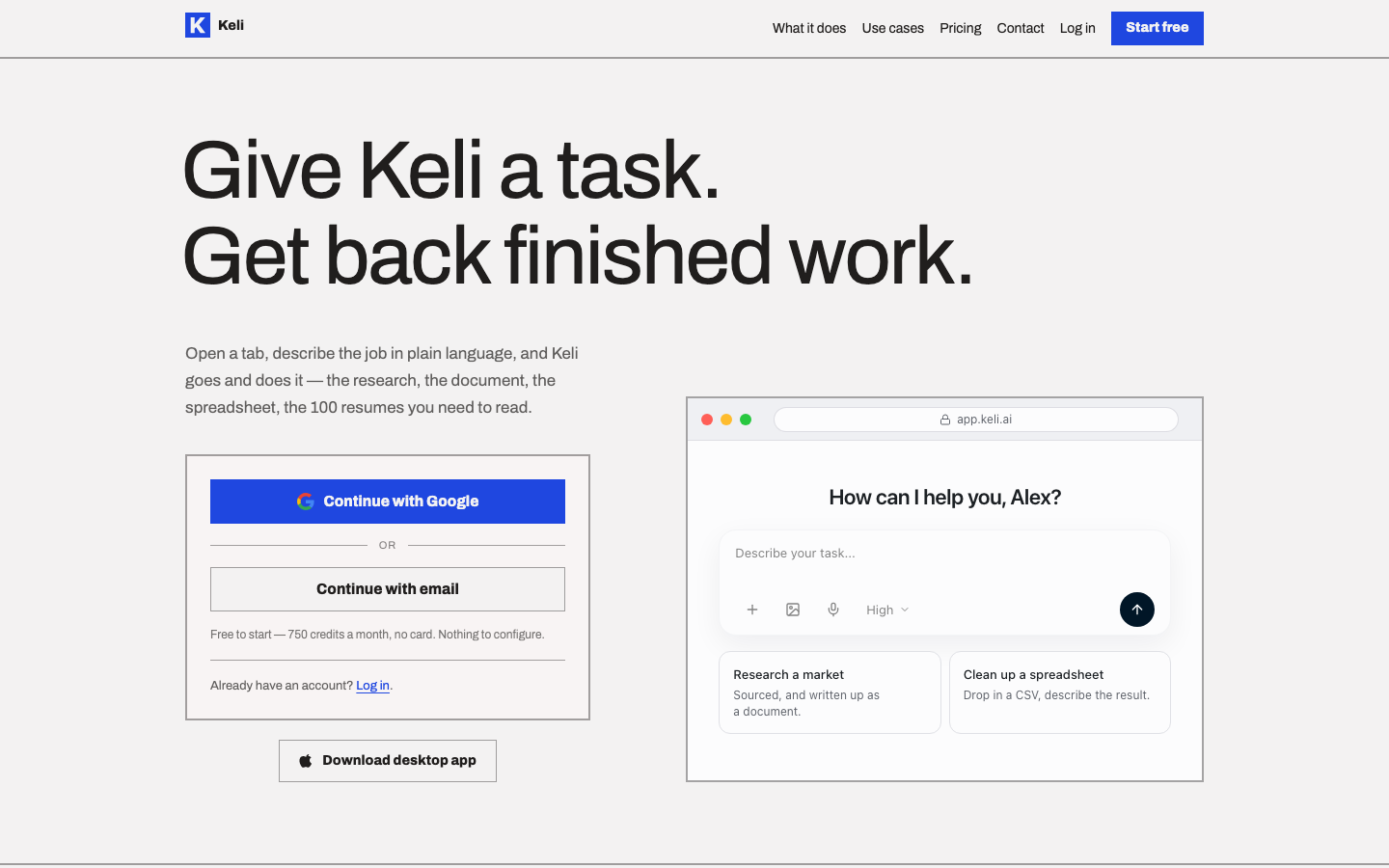 Keli homepage screenshot