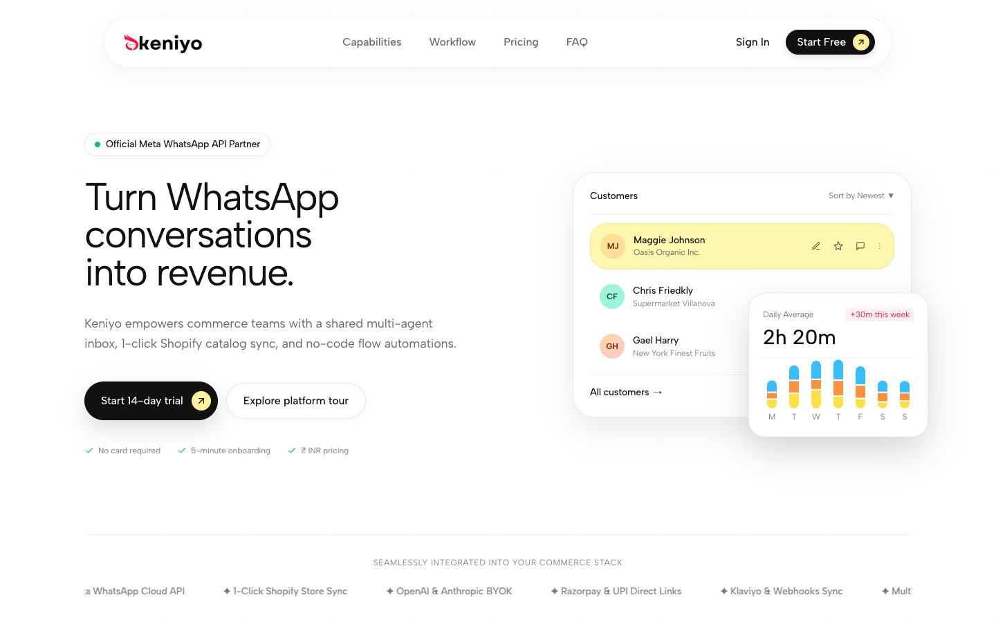 Keniyo homepage screenshot