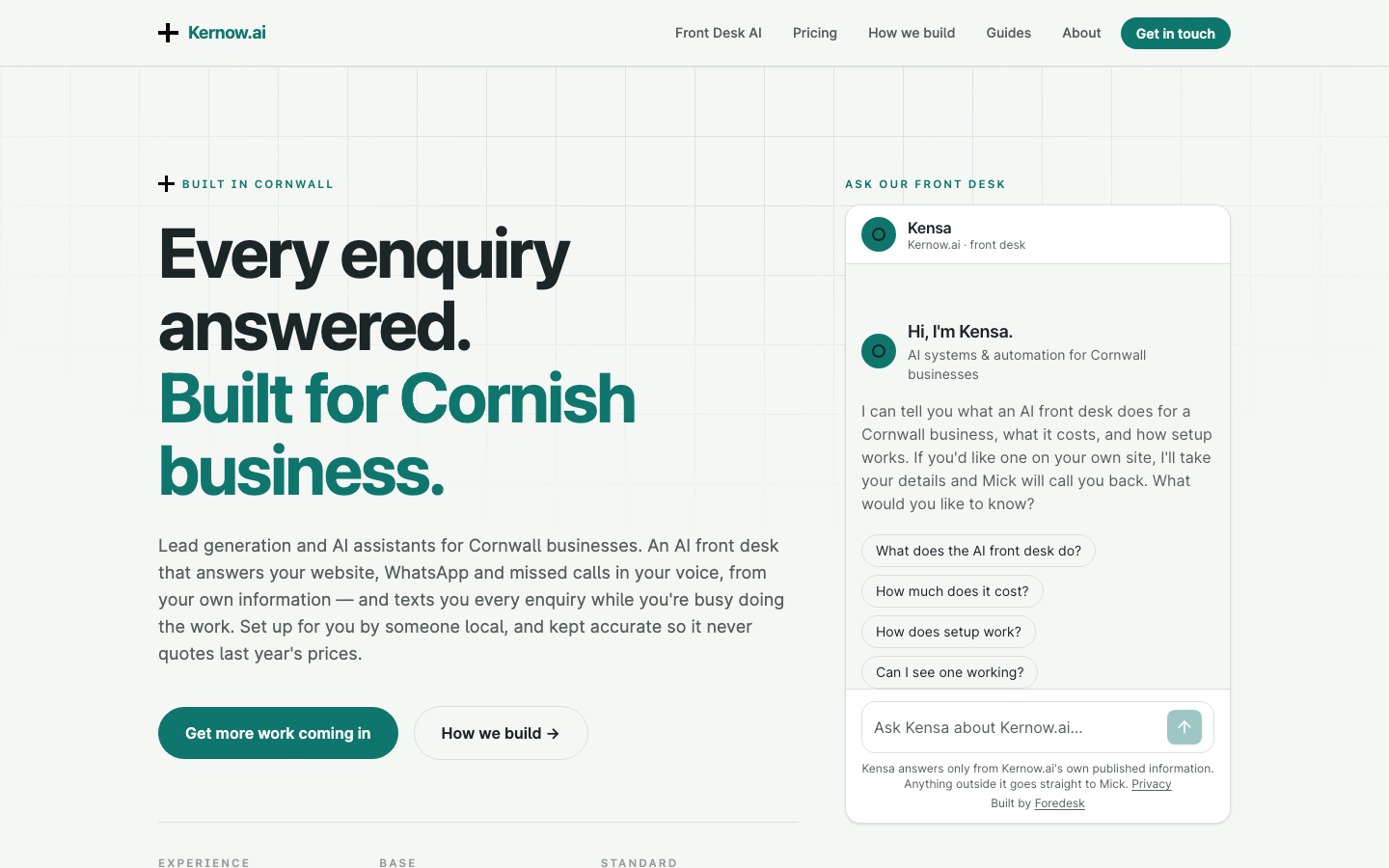 Kernow.ai homepage screenshot