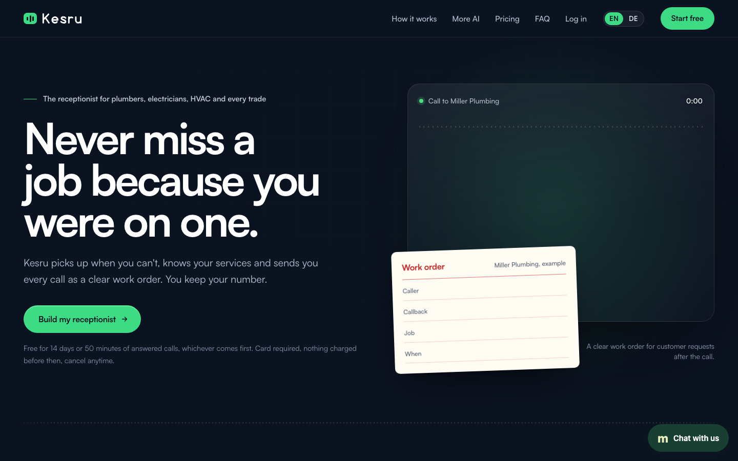 Kesru homepage screenshot