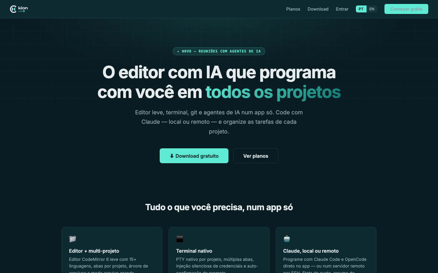 KionCode homepage screenshot