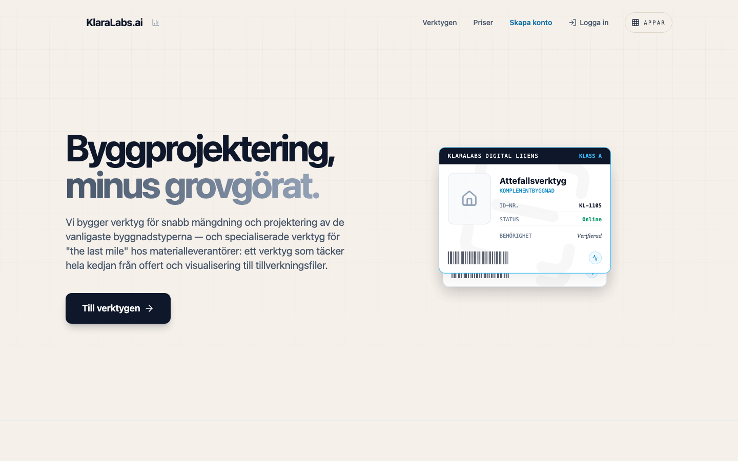Klara Labs homepage screenshot