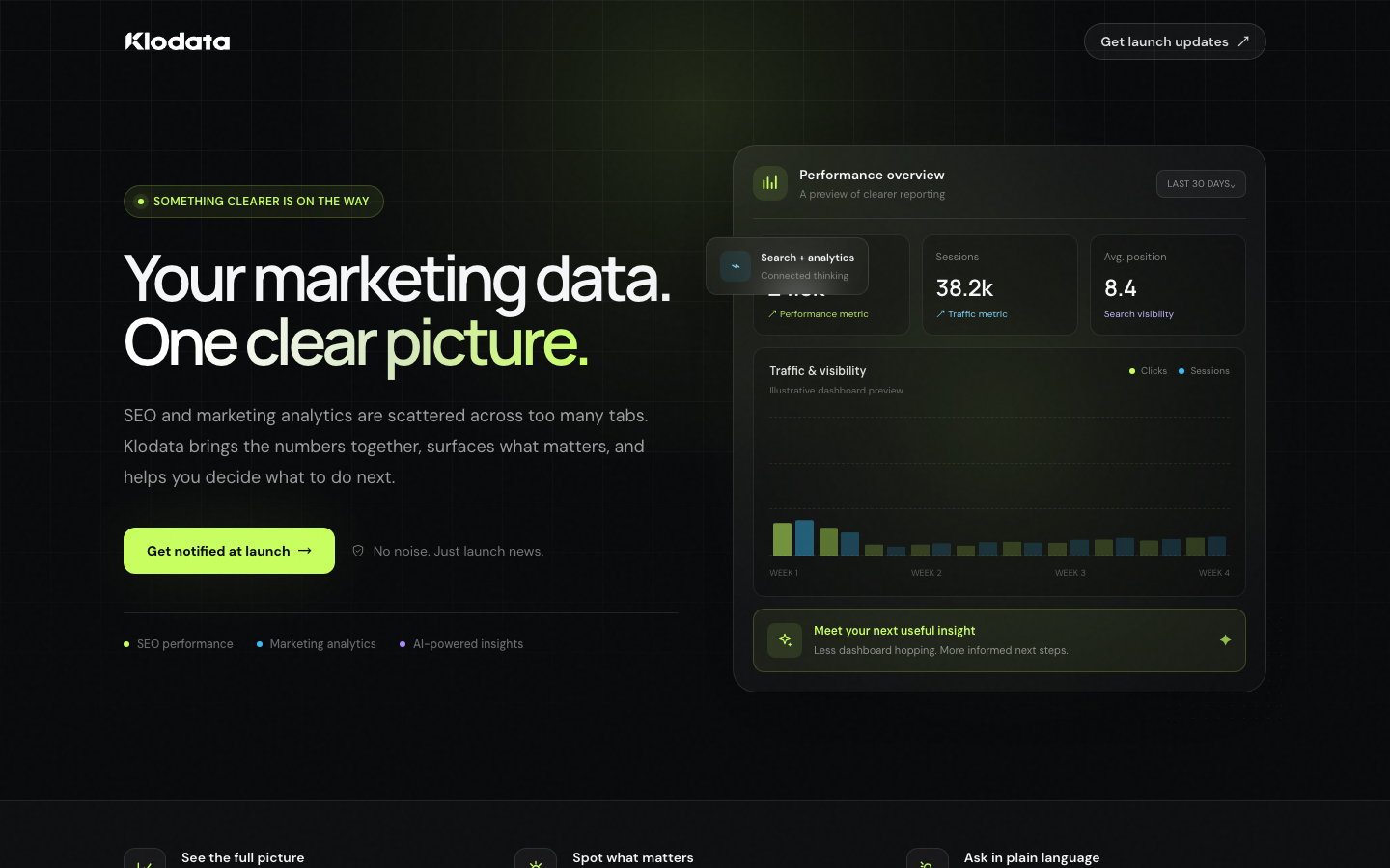 Klodata homepage screenshot