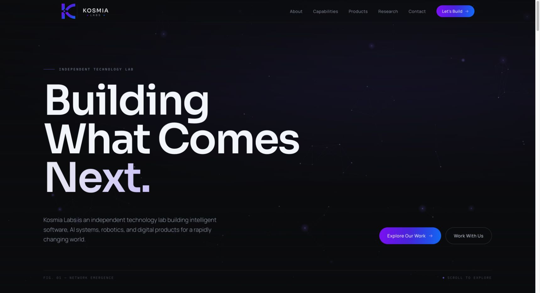 Kosmia Labs 首页截图