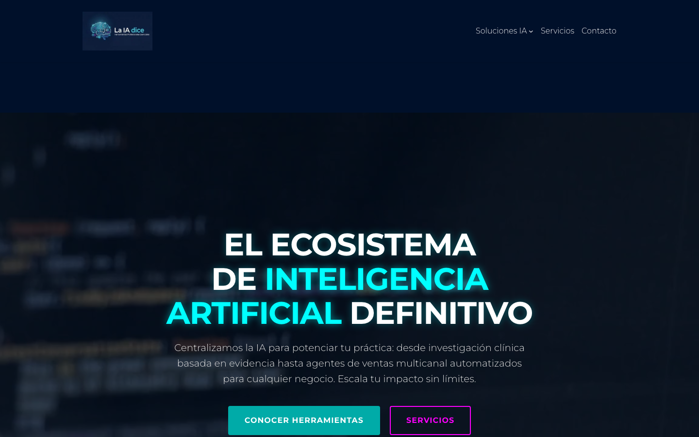 La IA dice homepage screenshot