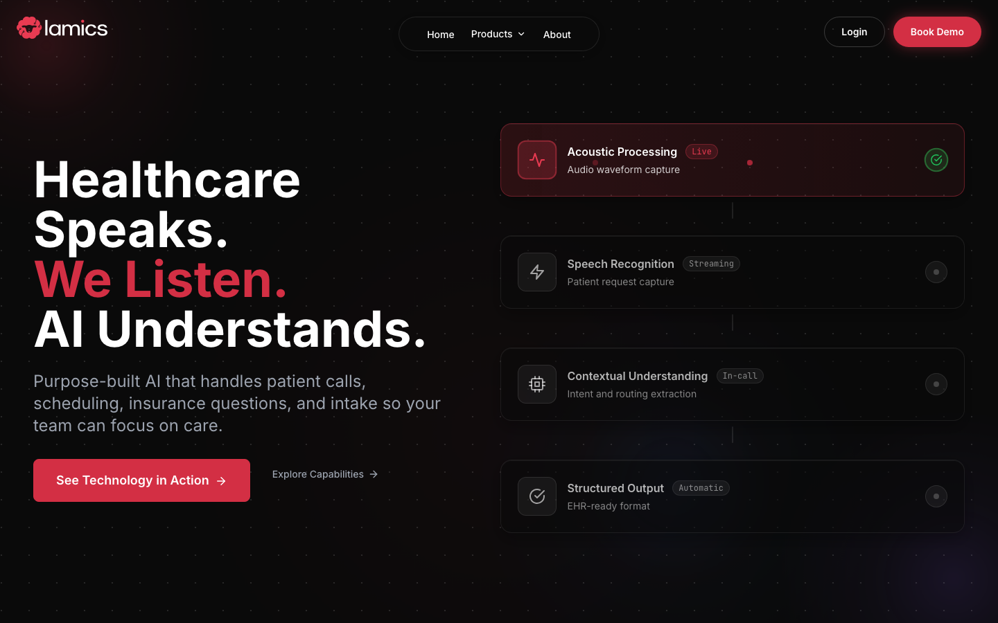 Lamics homepage screenshot