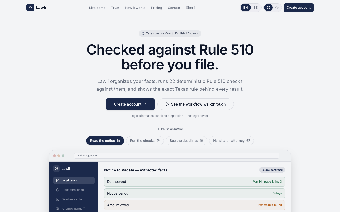 Lawli homepage screenshot