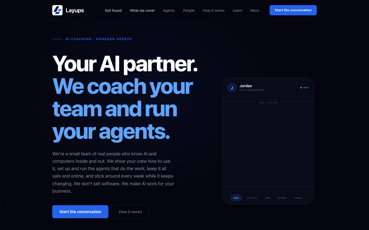 Layups homepage screenshot