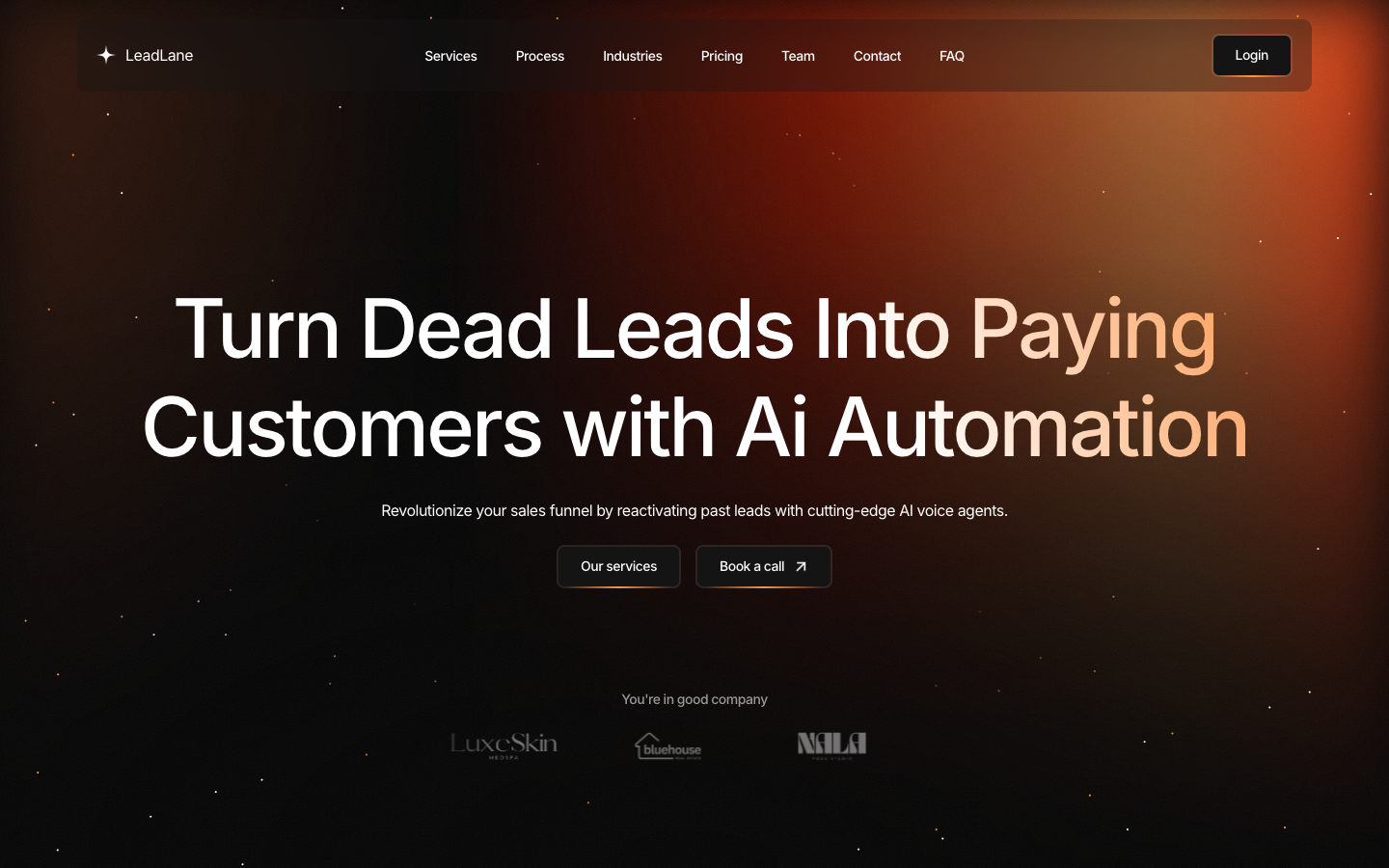 LeadLane homepage screenshot